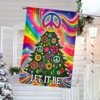 Rainbow Tie-Dye Xmas Tree Flag, Hippie Peace Sign Christmas Garden Flag, Boho Holiday Garden Flag, Double-Sided Yard Decor Present