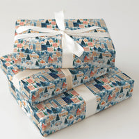 Watercolor Winter City Gift Wrap, Snowy Village Christmas Wrapping Paper, Festive Holiday Wrapping Paper, Comfy Village Xmas Wrapping Paper