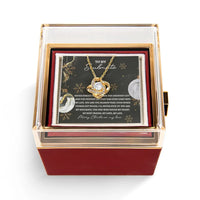 Rotating Rose Gift Box Jewelry, Soulmate Love Knot Necklace, Romantic Pendant Necklace for Her, Christmas Anniversary Soulmate Present for Wife
