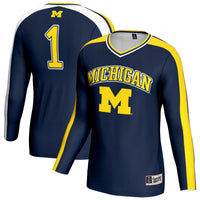 Michigan Wolverines #1 Lightweight Volleyball Fashion Jersey - Navy