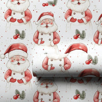 Watercolor Santa Claus Gift Wrap Roll, Apron Santa Christmas Wrapping Paper, Holiday Baker Present Paper, Cooking Theme Gift Wrap