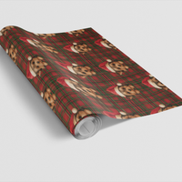 Tartan Plaid Puppy Gift Wrap, Yorkie Christmas Wrapping Paper, Adorable Santa Dog Wrapping Paper, Holiday Pet Lover Gift Wrap, Xmas Wrap Roll