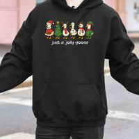 Humorous Holiday Goose Sweatshirt, Jolly Goose Christmas Hoodie, Adorable Xmas Bird Lover Pullover, Festive Winter Hooded Graphic Sweater