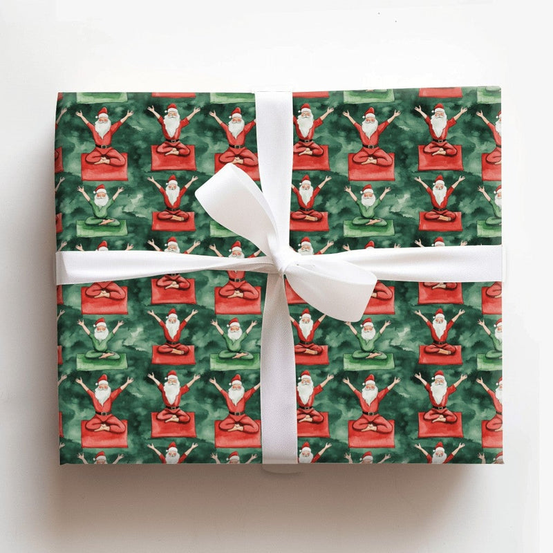 Humorous Meditating Santa Gift Wrap, Yoga Santa Claus Wrapping Paper, Zen Christmas Wrapping Paper, Adorable Holiday Gift Wrap, Xmas Present Paper