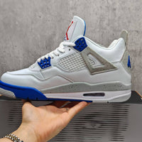 High Top Sneakers, White Blue Gray Colorway, Lace Up Design, Casual Gift for Sneaker Fans