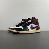 Mid Top Sneakers, Burgundy White Black Colorway, Lace Up Design, Casual Gift for Sneaker Fans