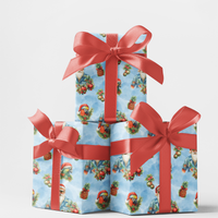 Beach Hawaiian Christmas Gift Wrap, Tropical Santa Wrapping Paper, Coastal Holiday Wrapping Paper, Humorous Summer Santa Gift Wrapping Paper