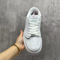 Low Top Sneakers, White Colorway, Reverse Hook Design, Lace Up Design, Casual Gift for Sneaker Fans