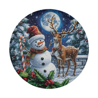 Winter Night Scene Holiday Tire Cover, Christmas Snowman Reindeer Spare Tire Cover, Festive Xmas Wheel Cover, Jeep SUV Truck Holiday Present
