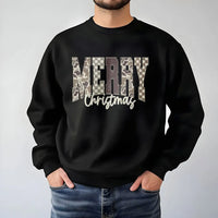 Checkered Holiday Lettering Crewneck, Merry Christmas Camo Sweatshirt, Southern Country Hunter Xmas Sweater, Winter Holiday Present