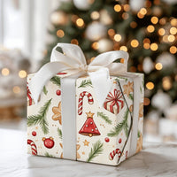 Christmas Gift Wrap Roll, Watercolor Candy Cane Wrapping Paper, Holiday Motif Paper, Festive Wrapping Paper, Xmas Present Packaging Paper