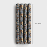 Comfy Glowing Town Gift Wrap, Nostalgic Winter Village Wrapping Paper, Snowy Christmas Wrapping Paper, Traditional Holiday Gift Wrap Roll