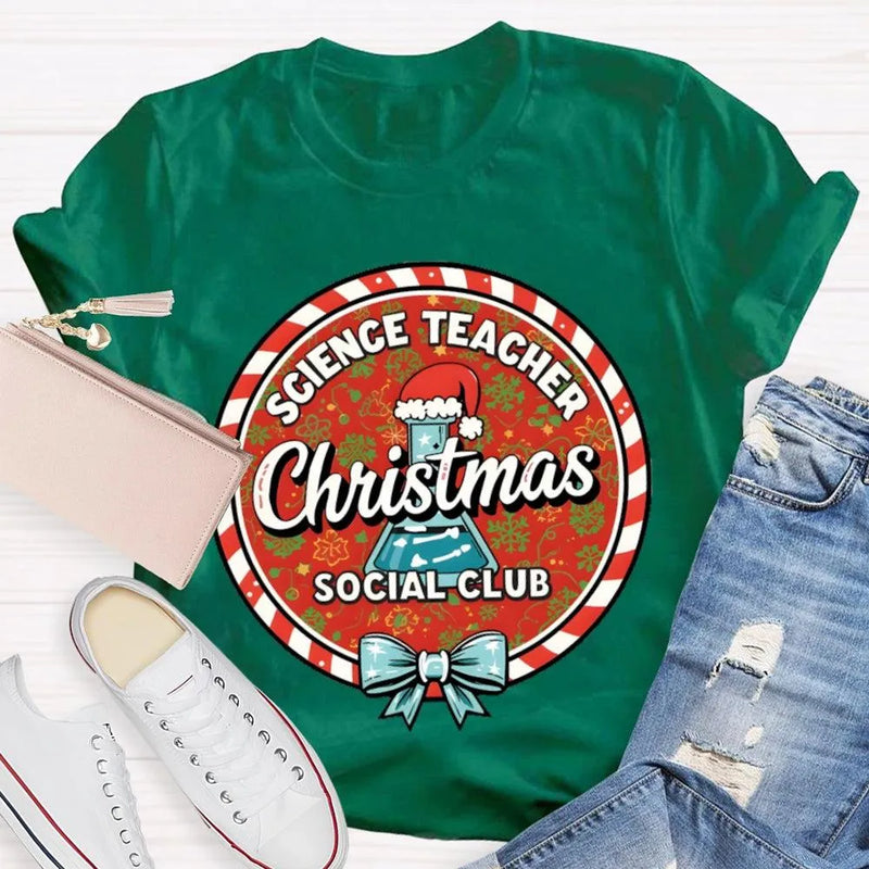 Humorous Holiday Chemistry STEM Shirt, Science Teacher Christmas Social Club T-Shirt, Festive Science Graphic Tee, Xmas Educator Present