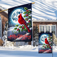 Merry Christmas Winter Bird Flag, Cardinal Christmas Garden Flag, Double-Sided Red Cardinal Yard Flag, Holiday Lawn Flag Decor Present