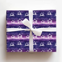Christian Christmas Gift Wrap, Nativity Scene Wrapping Paper, Purple Starry Night Holiday Paper, Religious Holy Family Gift Wrapping Paper