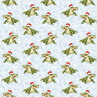 Adorable Alligator Holiday Gift Wrap, Santa Crocodile Christmas Wrapping Paper, Whimsical Animal Paper Roll, Festive Kids Gift Wrapping Paper