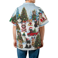 Santa Hat Kitten Aloha Shirt, Christmas Cat Hawaiian Shirt, Holiday Party Button Up Shirt, Festive Meowy Xmas Beach Shirt, Cat Lover Present