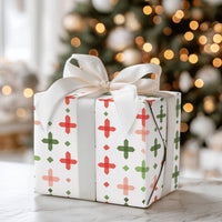 Red Green Plus Sign Gift Wrap, Geometric Christmas Wrapping Paper, Modern Holiday Wrapping Paper, Minimalist Festive Gift Wrapping Paper