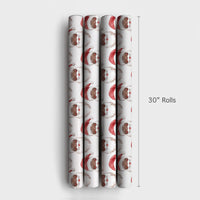 Inclusive Santa Face Gift Wrap, Watercolor Black Santa Wrapping Paper, Adorable Christmas Wrapping Paper, Festive Holiday Present Gift Wrap Roll
