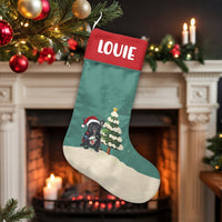 Frenchie with Santa Hat Holiday Stocking, French Bulldog Christmas Stocking, Personalized Dog Christmas Stocking, Adorable Pet Lover Xmas Decor