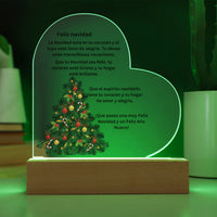 Lighted Christmas Acrylic Plaque, Spanish Christmas Acrylic Heart Plaque, Custom Heart Plaque Night Light