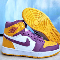 Sneakers, Yellow Purple Colorway, Lace Up Design, Casual Gift for Sneaker Fans