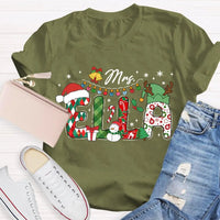 Personalized Snowman Holiday Shirt, Custom Snowman Christmas T-Shirt, Santa Hat Snowman Tee, Adorable Xmas Graphic T-Shirt, Winter Holiday Present