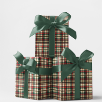 Red Green Tartan Gift Wrap, Everpine Plaid Wrapping Paper, Christmas Plaid Gift Wrapping Paper, Holiday Present Wrap, Winter Gift Wrap Paper