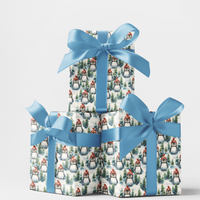 Festive Christmas Bird Gift Wrap, Winter Waddle Penguin Wrapping Paper, Adorable Winter Animal Wrapping Paper, Pine Tree Holiday Gift Wrap Roll