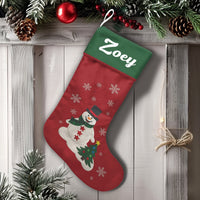 Winter Tree Holiday Stocking, Personalized Snowman Christmas Stocking, Custom Christmas Stocking, Festive Mantel Decor, Family Xmas Present