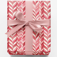 Blush and Mint Stripe Holiday Gift Wrap, Candy Cane Wrapping Paper, Festive Peppermint Present Wrap, Christmas Striped Gift Wrap Roll