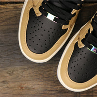 Sneakers, Beige Black Colorway, Lace Up Design, Casual Gift for Sneaker Fans