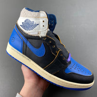 High Top Sneakers, Blue White Black Purple Colorway, Lace Up Design, Casual Gift for Sneaker Fans