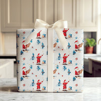 Artistic Painting Santa Gift Wrap, Painterly Santa Claus Christmas Wrapping Paper, Snowy Winter Santa Wrapping Paper, Holiday Wrapping Paper