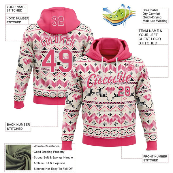 Personalized Name Number Xmas Pullover, Custom Christmas Ugly Sweater Hoodie, Holiday Pattern Sports Hoodie, Festive Fan Pres