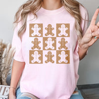 Distressed Christmas Cookie Shirt, Checkered Gingerbread Man T-Shirt, Retro Gingerbread Holiday Graphic Tee, Adorable Winter Xmas Holiday Shirt
