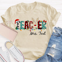 Custom Name Holiday Educator Shirt, Personalized Christmas Teacher T-Shirt, Festive Winter Graphic Tee, Christmas Teacher Present