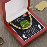 New Dad Message Card Chain, First Christmas Daddy Cuban Link Chain Necklace, Holiday Keepsake from Baby, Meaningful Dad Chain Jewelry