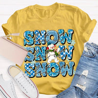Snowflake Snowman Graphic Tee, Let It Snow Christmas T-Shirt, Adorable Winter Holiday Shirt, Festive Xmas Snowmen Tee, Winter Season Family Present