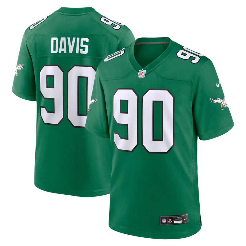 Philadelphia Eagles Jordan Davis Kelly Green Alternate Game Jersey