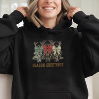 Coquette Bow Winter Holiday Sweatshirt, Camo Christmas Tree Hoodie, Camouflage Hunting Xmas Pullover, Outdoorsy Girl Christmas Hoodie