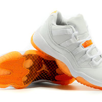 Low Top Sneakers, White Orange Colorway, Lace Up Design, Casual Gift for Sneaker Fans