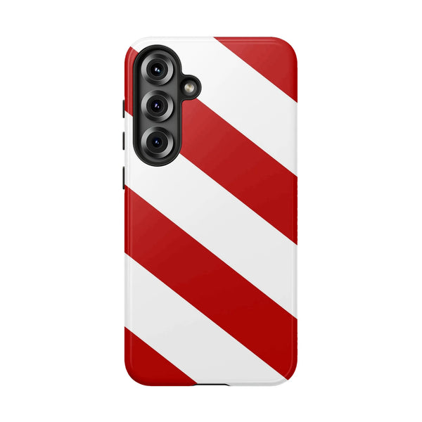 Red White Diagonal Striped Phone Cover, Candy Cane Stripe Samsung Galaxy Phone Case, Holiday Christmas Phone Case
