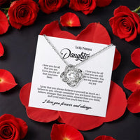 Cubic Zirconia Love Knot Necklace, To My Daughter Love Knot Necklace, Message Card Pendant Necklace, Gold Finish Christmas Birthday Present