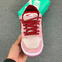 Low Top Sneakers, Pink White Colorway, Valentine Design, Lace Up Design, Casual Gift for Sneaker Fans