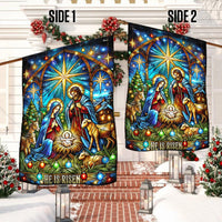 Double-Sided Holy Night Holiday Yard Flag, Nativity Scene Garden Flag Stained Glass Christmas Art, Christian Lawn Decor Present
