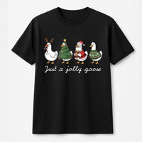 Humorous Holiday Goose Shirt, Jolly Goose Christmas Shirt, Adorable Xmas Duck Graphic Tee, Retro Festive Animal T-Shirt, Holiday Season Family Present