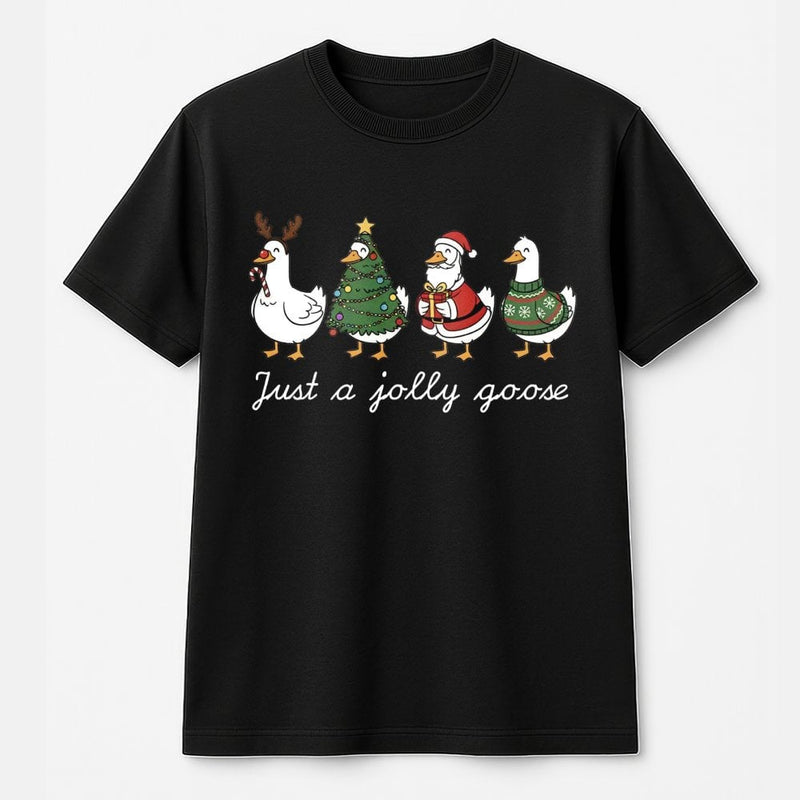 Humorous Holiday Goose Shirt, Jolly Goose Christmas Shirt, Adorable Xmas Duck Graphic Tee, Retro Festive Animal T-Shirt, Holiday Season Family Present
