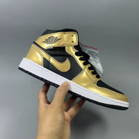 High Top Sneakers, Gold Colorway, Lace Up Design, Casual Gift for Sneaker Fans