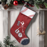 Custom Name and Number Stocking, Personalized Baseball Christmas Stocking, Sports Fan Holiday Xmas Stocking, Velboa Fireplace Mantel Decor